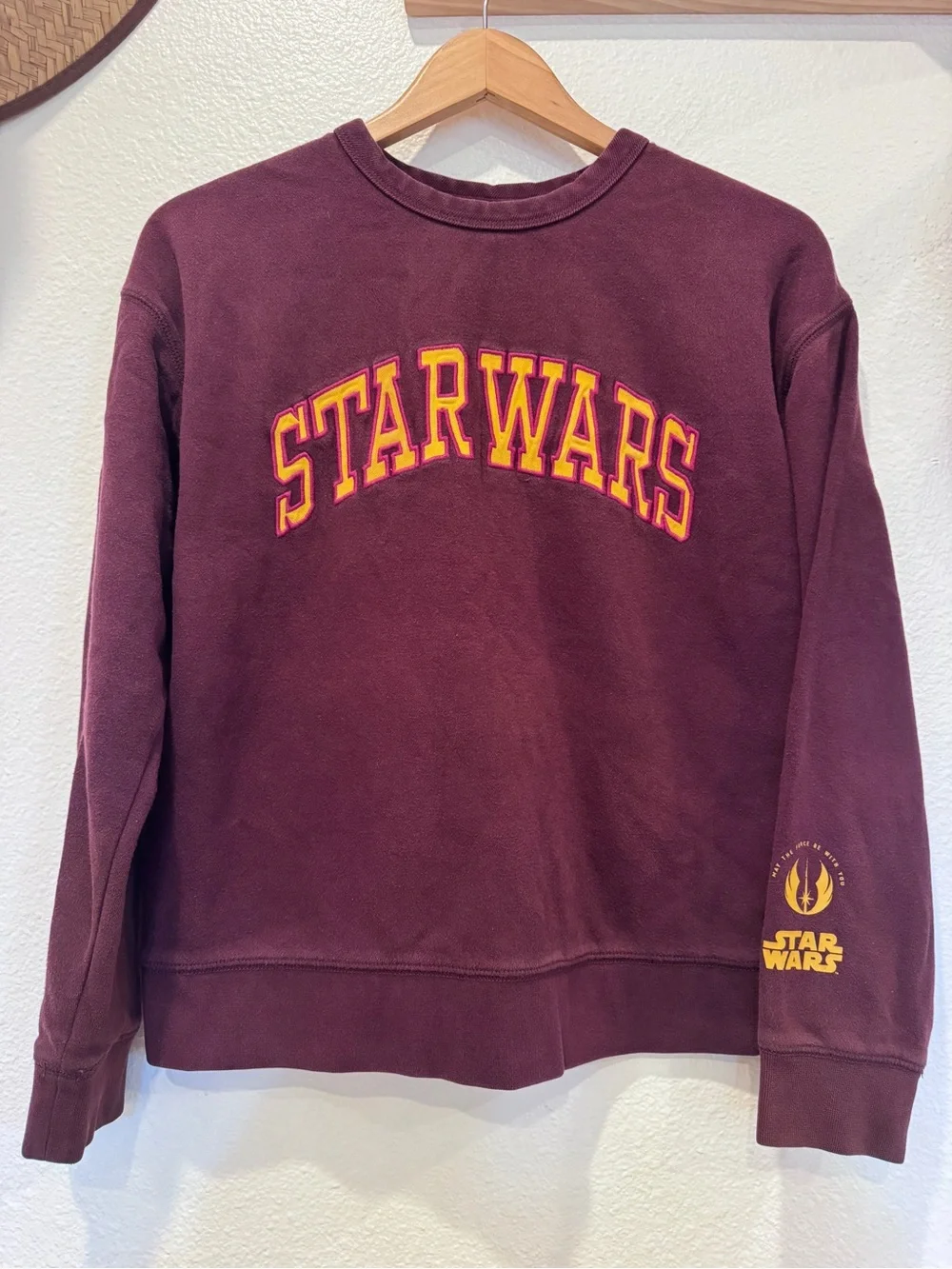 Gap Star Wars Burgundy Crewneck Sweatshirt with Yellow Logo
